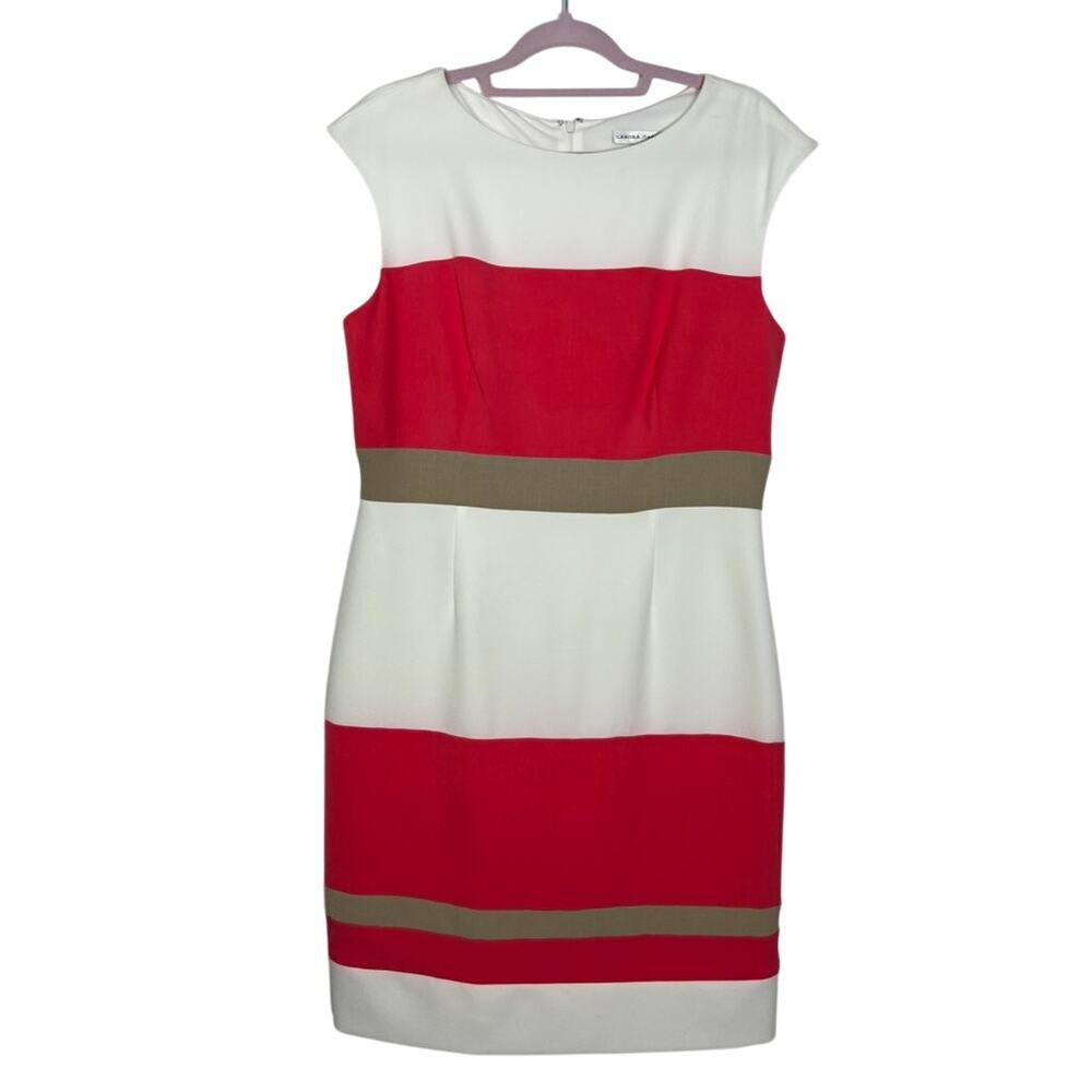 Sandra‎ Darren Sleeveless Bodycon Midi Striped White Multicolor Dress Size 12
